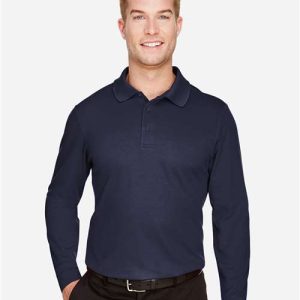 Men's CrownLux Performance® Plaited Long Sleeve Polo - DG20L - Image 9