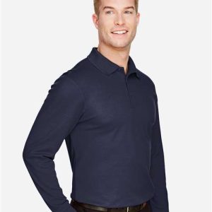 Men's CrownLux Performance® Plaited Long Sleeve Polo - DG20L - Image 10