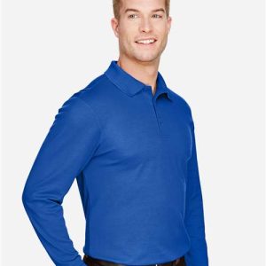 Men's CrownLux Performance® Plaited Long Sleeve Polo - DG20L - Image 20