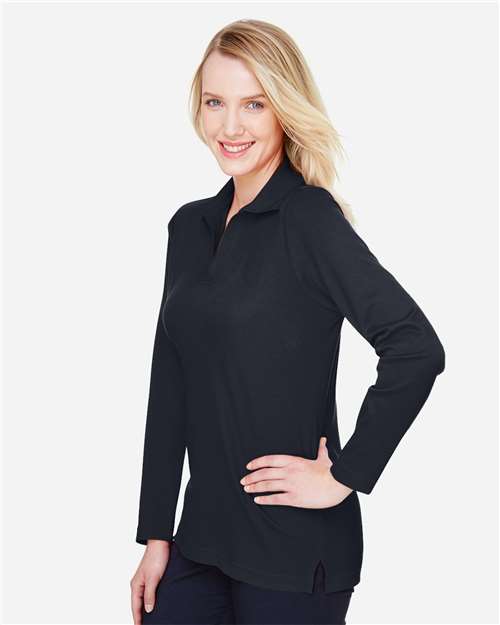 Women's CrownLux Performance® Plaited Long Sleeve Polo - DG20LW