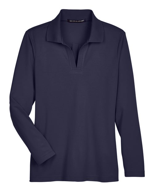 Women's CrownLux Performance® Plaited Long Sleeve Polo - DG20LW