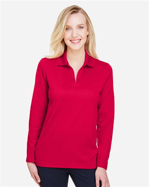 Women's CrownLux Performance® Plaited Long Sleeve Polo - DG20LW