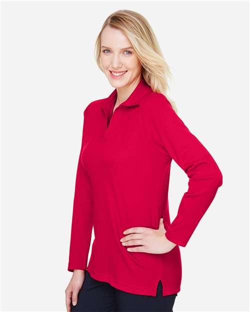 Women's CrownLux Performance® Plaited Long Sleeve Polo - DG20LW