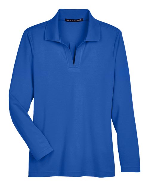 Women's CrownLux Performance® Plaited Long Sleeve Polo - DG20LW