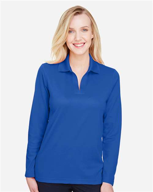 Women's CrownLux Performance® Plaited Long Sleeve Polo - DG20LW