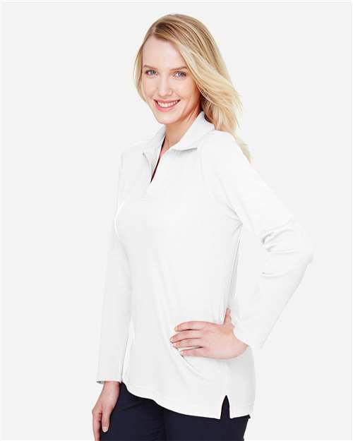Women's CrownLux Performance® Plaited Long Sleeve Polo - DG20LW