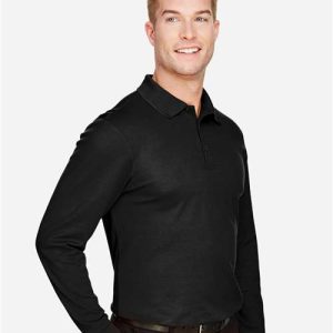 Men's Tall CrownLux Performance® Plaited Long Sleeve Polo - DG20LT - Image 5
