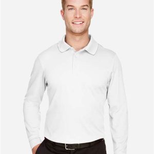 Men's Tall CrownLux Performance® Plaited Long Sleeve Polo - DG20LT - Image 14
