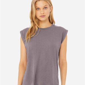 Women’s Flowy Rolled Cuffs Muscle Tee - 8804