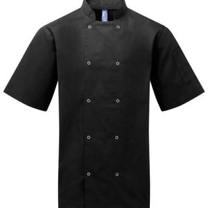 Unisex Ten Studded Front Short Sleeve Chef Coat - RP664 - Image 2