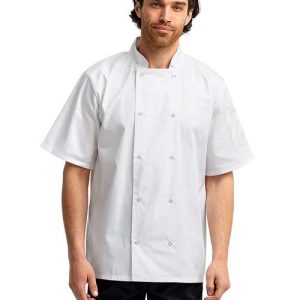 Unisex Ten Studded Front Short Sleeve Chef Coat - RP664 - Image 11