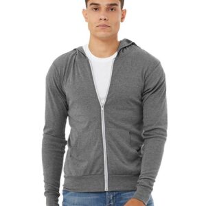 Unisex Triblend Lightweight Full-Zip Hooded Long Sleeve Tee - 3939